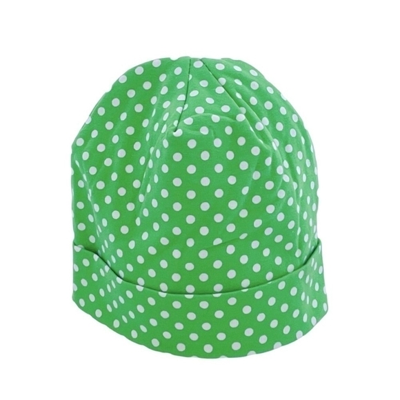 Green White Polka Dot Soft Cotton Baby Kids Beanie Hat One Size NWOT - Picture 3 of 3